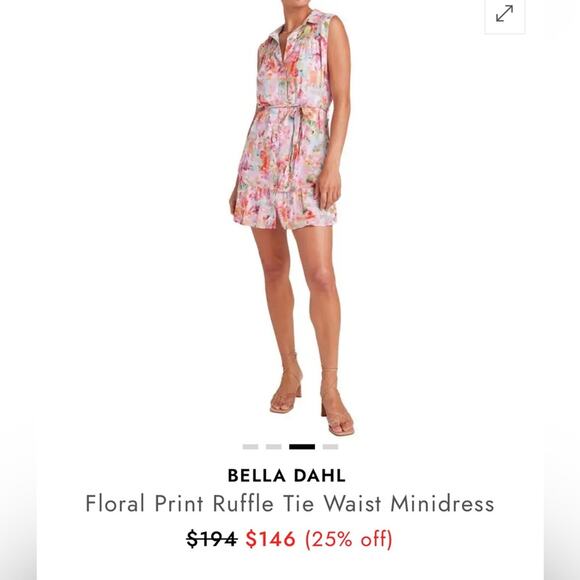 NWOT BELLA DAHL Multicolor Sleeveless Tie Waist Dress Size Small - Picture 7 of 7